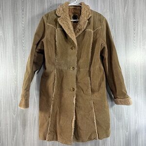 Vintage Giacca Penny Lane Suede Leather Faux Fur Jacket Camel Tan Y2K Juniors XL